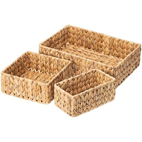 Casafield Round Storage Basket with Lid, Handwoven Water Hyacinth