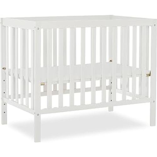 Dream On Me Edgewood 4-in-1 Convertible Mini Baby Crib in White GreenGuard Gold & JPMA, Non-Toxic, Compact 40×25×33″ Design, Converts to Mini Daybed & Twin Bed (Rails to Buy) 1″ Mattress Pad