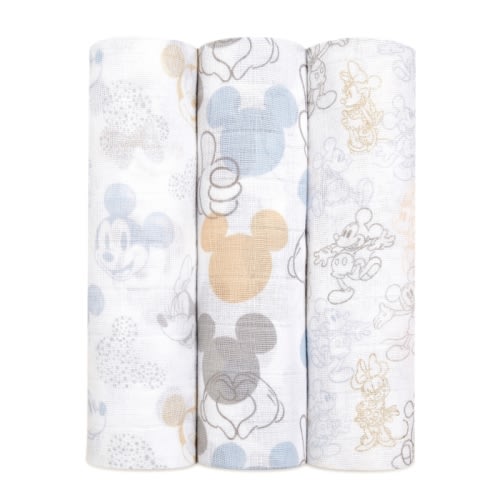 Disney™ boutique cotton muslin swaddles 3 pack