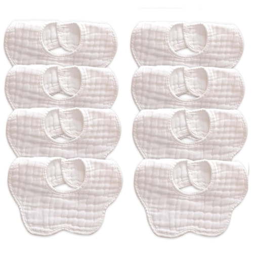 Baby Bibs for Girls Boys 8 Pack Muslin Bibs Drool Bibs Super Absorbent 100% 4-Layer Muslin Cotton Muslin Baby Bibs for Infant Toddler Teething Drooling Bibs Baby Essentials