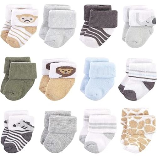 Hudson Baby Baby Girls' Cotton Rich Newborn and Terry Socks
