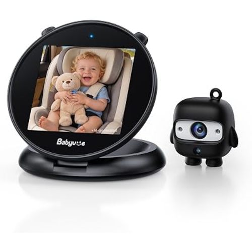 Babyvue Baby Car Camera, Round Fold-Down Monitor for Rear-Facing