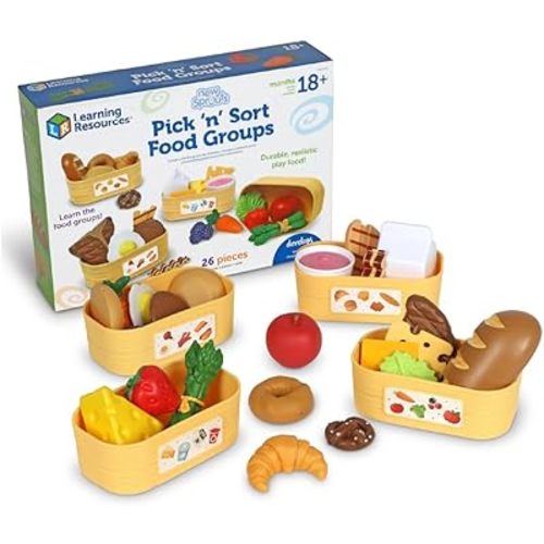 Learning Resources New Sprouts Pick and Sort Food Groups - Food Toy Set for Kids Ages 18+ Months, Montessori Educational Toys,Play Food for Toddlers ,26 Pieces,Kids