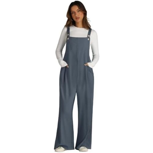 Wide Leg Overalls For Women Loose Fit Waffle Knit Jumpsuit Rompers 2025 Sleeveless Outfits