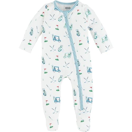 Mud Pie Boys Blue Golf Baby Sleeper - Ivory