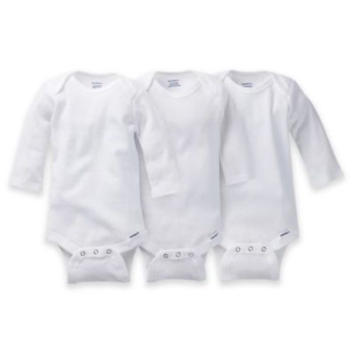 Gerber ONESIES® Brand Size 0-3M 3-Pack Long Sleeve Bodysuits in White - WHITE - 0-3 MONTHS