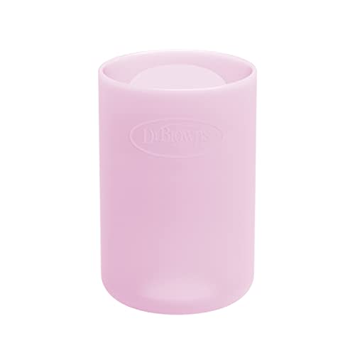 Dr. Brown's Natural Flow Options+ Glass Baby Bottle Sleeves,100% Silicone,4 oz,Narrow,Pink