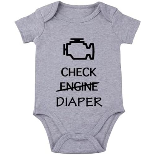 Check Engine Diaper Bodysuit - Baby Mechanic Outfit, Race Car Design, Funny