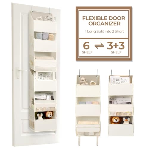 GRANNY SAYS Over The Door Organizer, 6-Shelf Detachable Behind The Door Storage with 8 Pockets, Anti Tilt Large Capacity Door Hanging Organizer for Nursery, Bedroom, Bathroom, Kids Room, Beige