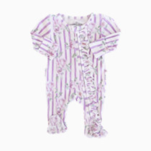 Caden Lane Bamboo Waffle Ruffle Zipper Footie - Lila's Lilacs, Newborn
