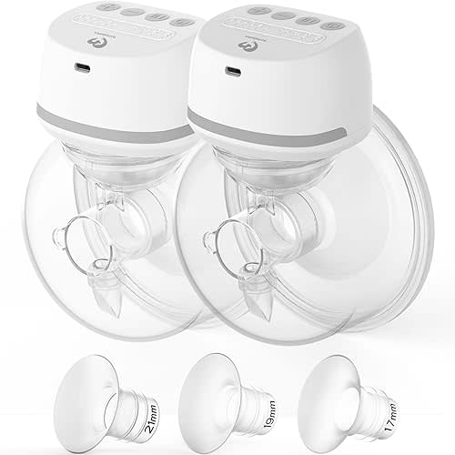 Bellababy Wearable Breast Pumps Hands Free, Low Noise Pain Free, 4 Modes 6 Levels of Suction, Wireless Double Electric Breast Pumps Portable. (24mm Flanges, 21/19/17mm Inserts)