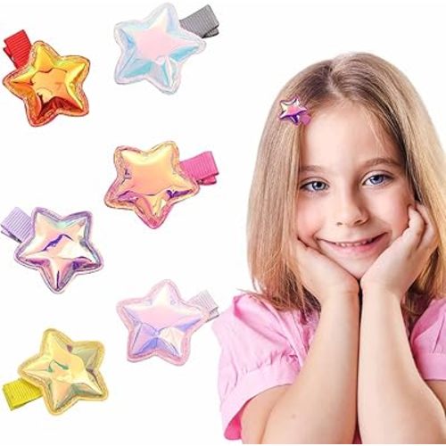 24 Pieces Star Hair Clips for Girls Baby Alligator Duckbill Hairpins - Cute Magic Color Barrettes for Infants Toddlers Kids Children