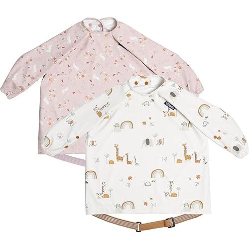 BIBaDO - Long Sleeve Baby Bibs - Babies & Toddlers 6-36 Months - Coverall Baby Led Weaning Bib - Easy Wipe, Soft & Waterproof