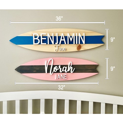 Personalized Surfboard Name ~ Sign for Kids Room ~ Nursery Wall Decor ~ Customized Beach Theme Surfboard ~ Coastal Room Decor