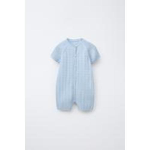 OPENWORK KNIT SHORT JUMPSUIT - Light blue | ZARA United States