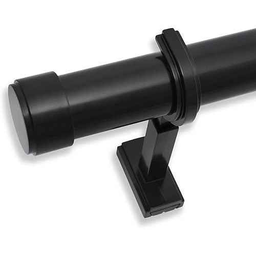BlastHome® Luxury 4 ft Custom Curtain Rod – 1 1/4" Large Diameter – Premium Brackets & Endcaps – Nonadjustable Rods Connect for a Seamless Look – Tuxedo Black Finish
