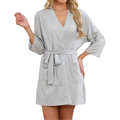 U2SKIIN Womens Tencel Cotton Robe Soft Short Lightweight Bathrobe