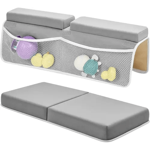 IFNOW Baby Bath Kneeler and Elbow Rest Pad Set - 26'' Extra Long and 2.4'' Thick, Quick Dry Kneeling Pad for Bathing Baby with Knee & Arm Support, Foldable Non-Slip Bathtub Mat with Toys Organizer
