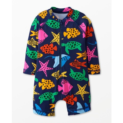 Baby Print Long Sleeve Rash Guard Swimsuit