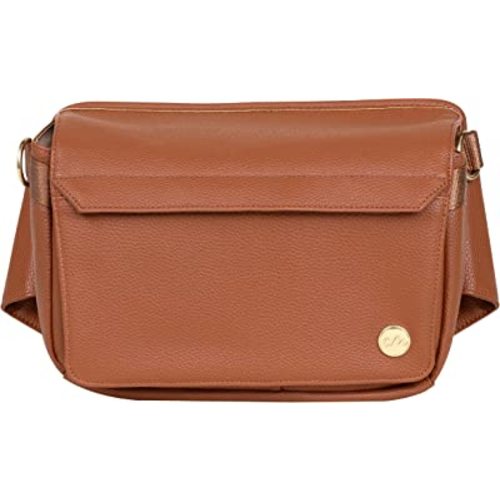 CleverMade Crossbody Diaper Bag Tote and Baby Bottle Hip Pack - Stroller Organizer with Adjustable Strap and Multiple Storage Pockets for Diapers, Wipes, Burp Cloths, and Other Essentials - Brown