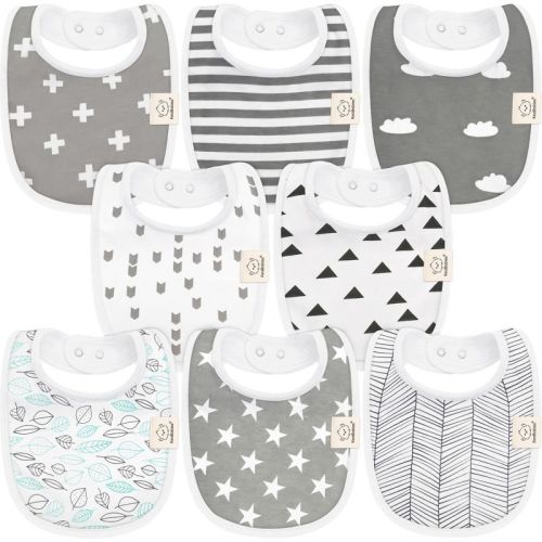 Keababies 8pk Organic Baby Bibs For Boy, Baby Drool Bib For Baby Boys And Girls, Newborn Teething Bibs (grayscape)