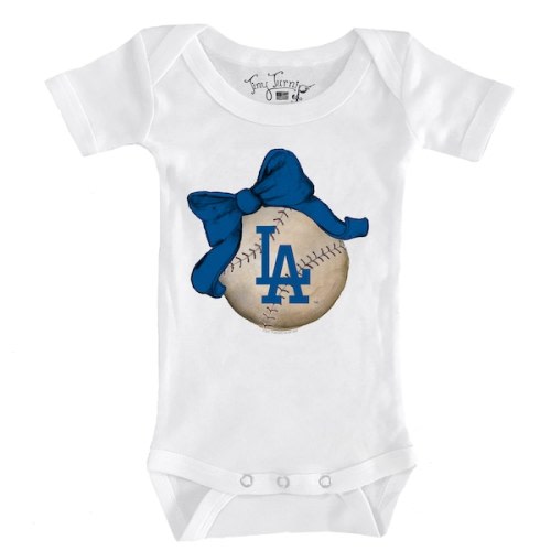 Infant Los Angeles Dodgers Tiny Turnip White Baseball Bow Bodysuit