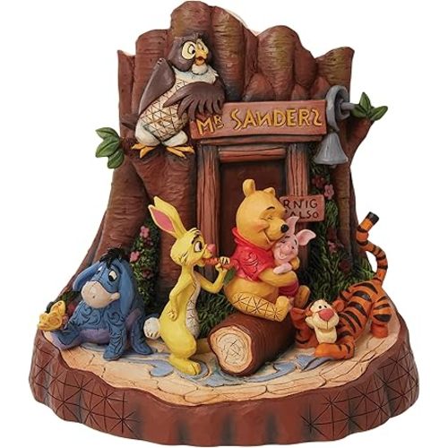Enesco Disney Traditions by Jim Shore Winnie The Pooh Mount Sanders Carved by Heart Figurine, 7.48 Inch, Multicolor