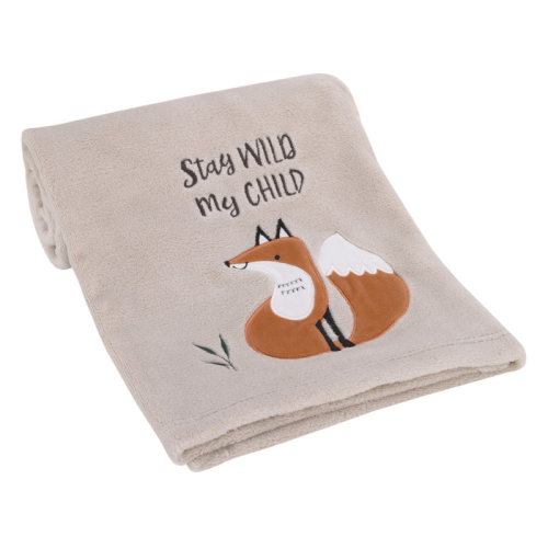 Redwood Rover Little Love by NoJo Woodland Meadow Kobbe Fox Stay Wild My Child Super Soft Applique Baby Blanket | Wayfair