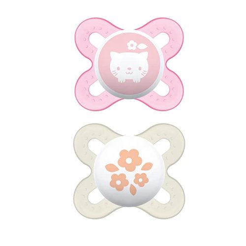 MAM Original Start Newborn Baby Pacifier, Best Pacifier for Breastfed Babies, Sterilizer Case, 0-3 Months, Girl, 2 Piece Set (Pack of 1)