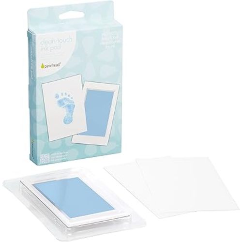 Pearhead Newborn Baby Handprint and Footprint Kit - No Mess Clean-Touch Ink Pad with Impression Cards, Safe for Skin, Perfect Keepsake for Family, Acid-Free, Blue, 3 Piece Set