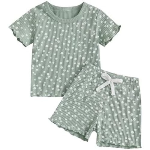 Toddler Baby Girl Summer Outfit Short Sleeve T Shirt Top Casual Shorts Set Infant Newborn Clothes 6 12 18 24 Month