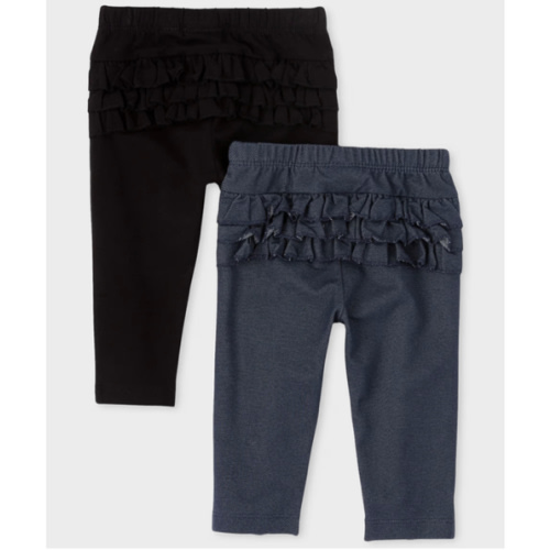 Baby Girls Ruffle Knit Pants 2-Pack - BLACK | The Children's Place