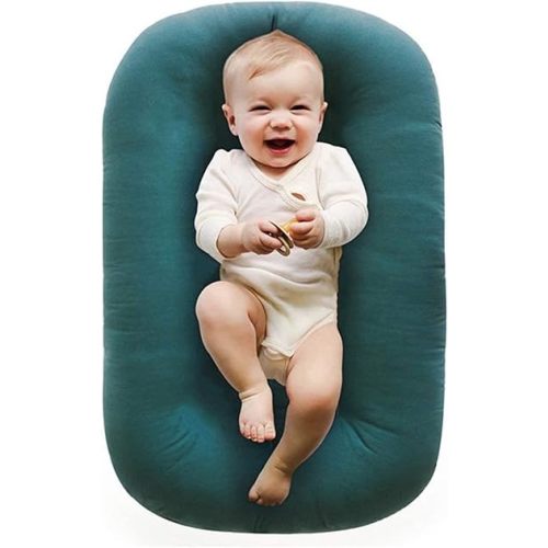 Baby Lounger for Newborn Pillow,Loevin Baby Nest Pillow Co-Sleeping for Baby in Bed,Newborn Lounger for Boys & Girls 0-12 MonthsPeacock Green