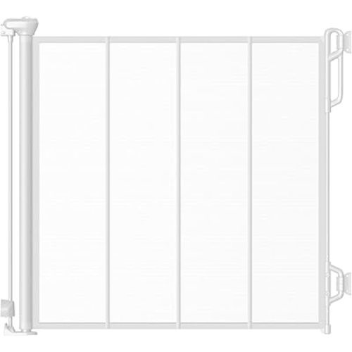 Reinforced Retractable Baby Gate or Mesh Dog Gate,Easy to Use for Stairs, Doorways, Hallways, Indoor, Outdoor, Wide Pet Gate 33.5" Tall, Extends to 55" Wide, White