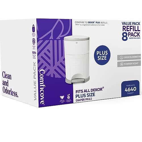 Diaper Dekor Plus Diaper Pail Gift Set – White | Comes with up to a Year's Supply Worth of Diaper Dekor Refills! - Plus Gift Set