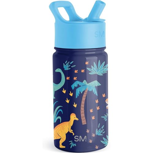 Simple Modern Kids Summit Water Bottle with Straw Lid | 14oz Stainless Steel Cup Insulated Tumbler for Toddlers, School | Jurassic Jungle