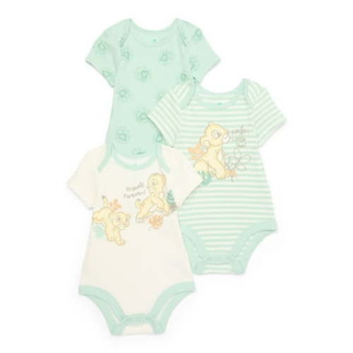 Disney Baby Wishes + Dreams Character Infant Baby Short Sleeve Bodysuits, 3-Pack, Sizes Newborn-12 Months