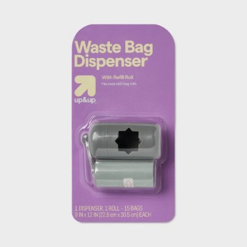Dog Waste Bag Holder - 1Roll/15ct - up&up™: Includes Litter Disposal Bag, For Puppies, Unscented