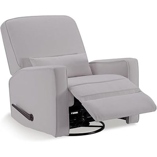 Tbfit Recliner Chair Swivel Glider, Nursery Rocker Recliners with Lumbar Support, Rocking Sofa Chair, Overstuffed Manual Glider Recliner for Baby Room, Living Room, Light Gray