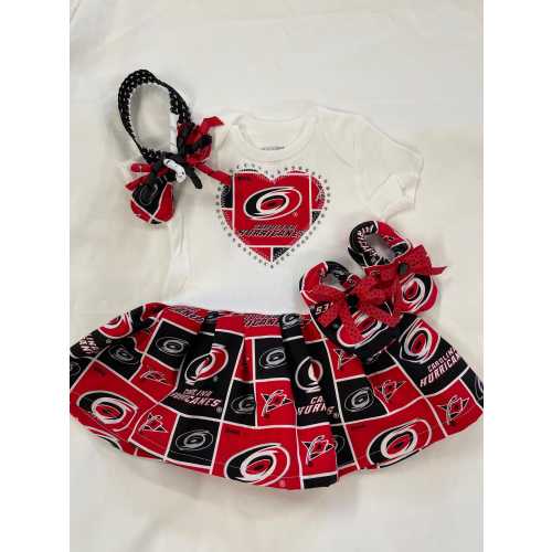 Custom made Inspired Carolina Hurricanes Home Coming Infant Outfit with or without matching Bloomers
