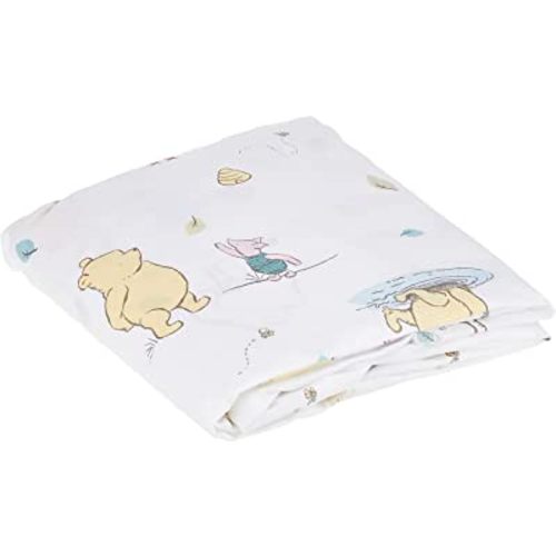 Winnie The Pooh Classic Pooh 100% Cotton Fitted Crib Sheet in Ivory, Butter, Aqua and Orange