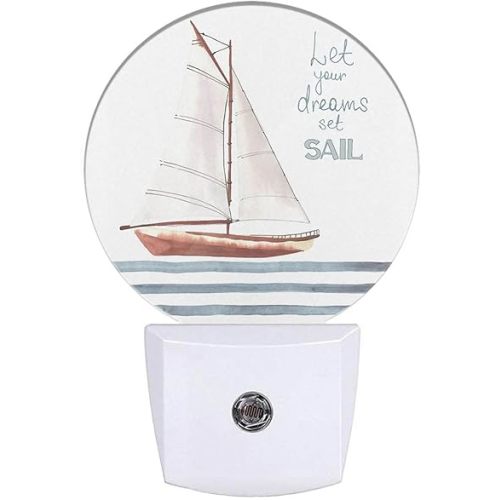 Boat Night Light Let Your Dreams Set Sail Sea Nautical Night Lights Plug into Wall 0.5W LED Lighting Auto on/Off for Hallway Stairway Kitchen Boys Girls Bedroom
