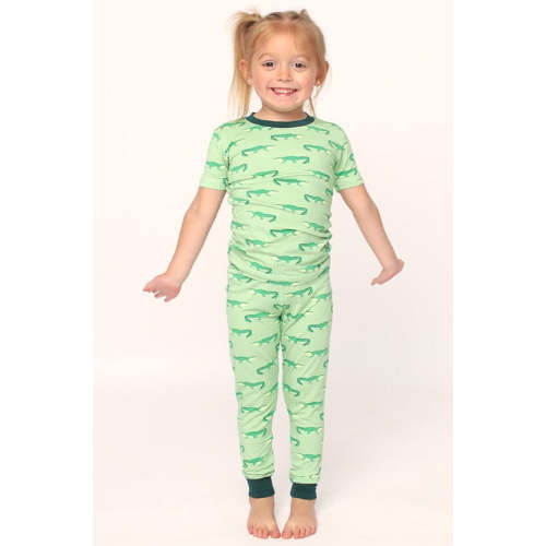 Light Green Alligator 2 Piece Bamboo Pajama Set