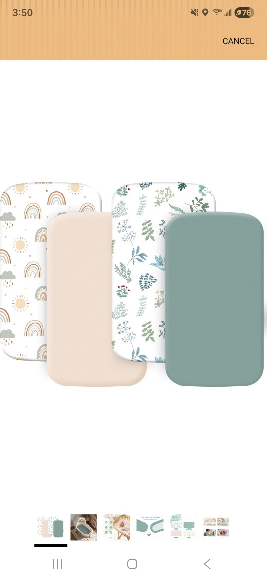 4 Pack Bassinet Fitted Sheets Compatible with 19" x 33" Koolababy/Koolerthings, Kiniew, BCOL, Semphis, Cowiewie and IKOMZY Baby Bassinet, Soft and Skin-Friendly, Mint Green and Color Rainbow