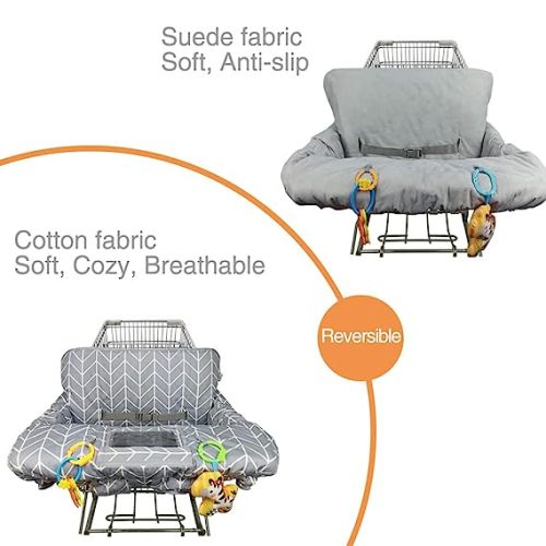 Shopping Cart Cover for Baby ICOPUCA Cotton High Chair Cover, Reversible, Machine Washable for Infant, Toddler, Boy or Girl (Grey Arrow Print)