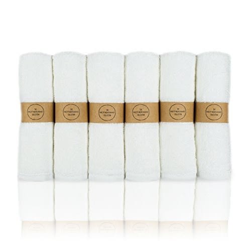 The Motherhood Collection 6 ULTRA SOFT Baby Bath Washcloths, 100% Natural Bamboo Towels, Dye Free, Perfect for Sensitive Baby Skin, 6 Pack 10"x10" (Dye Free)