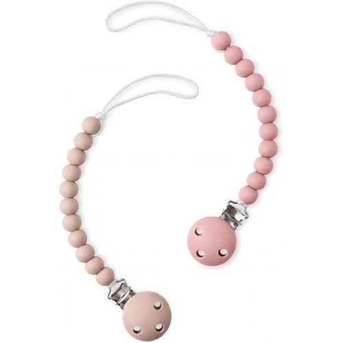 Comfy Cubs Pacifier Clips 2 Pack - 100% Food Grade Silicone Baby Pacifier Clips, BPA & PVC Free - CPSIA Certified, Lightweight and Flexible Baby Gifts -Blush and Mauve