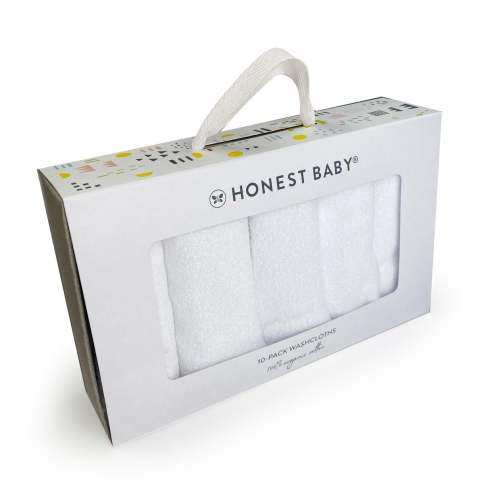 10-Pack Organic Cotton Baby-Terry Wash Cloths, Bright White | Honest Baby Clothing