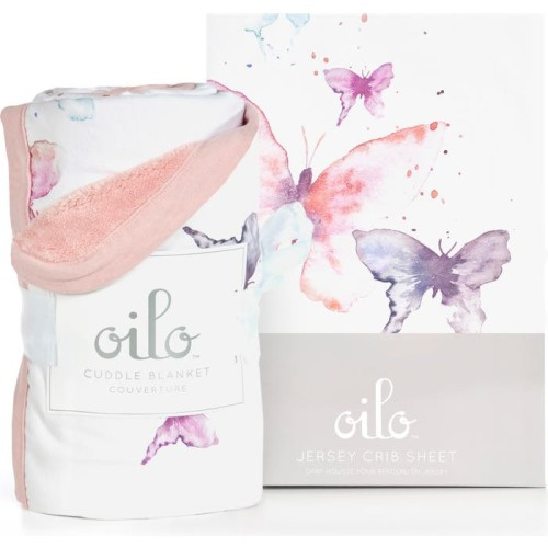 Oilo Bella Cuddle Blanket & Fitted Crib Sheet Set, Butterfly