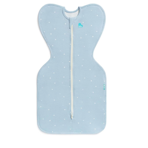 Love to Dream Swaddle Up Original, Arms Up Position, Light and Ultra Breathable Cotton - Wearable Blanket - 1.0 TOG - (20-24°C) Ideal for Moderate Temps (Twinkle Powder Blue, Small, 3.5–6kg)